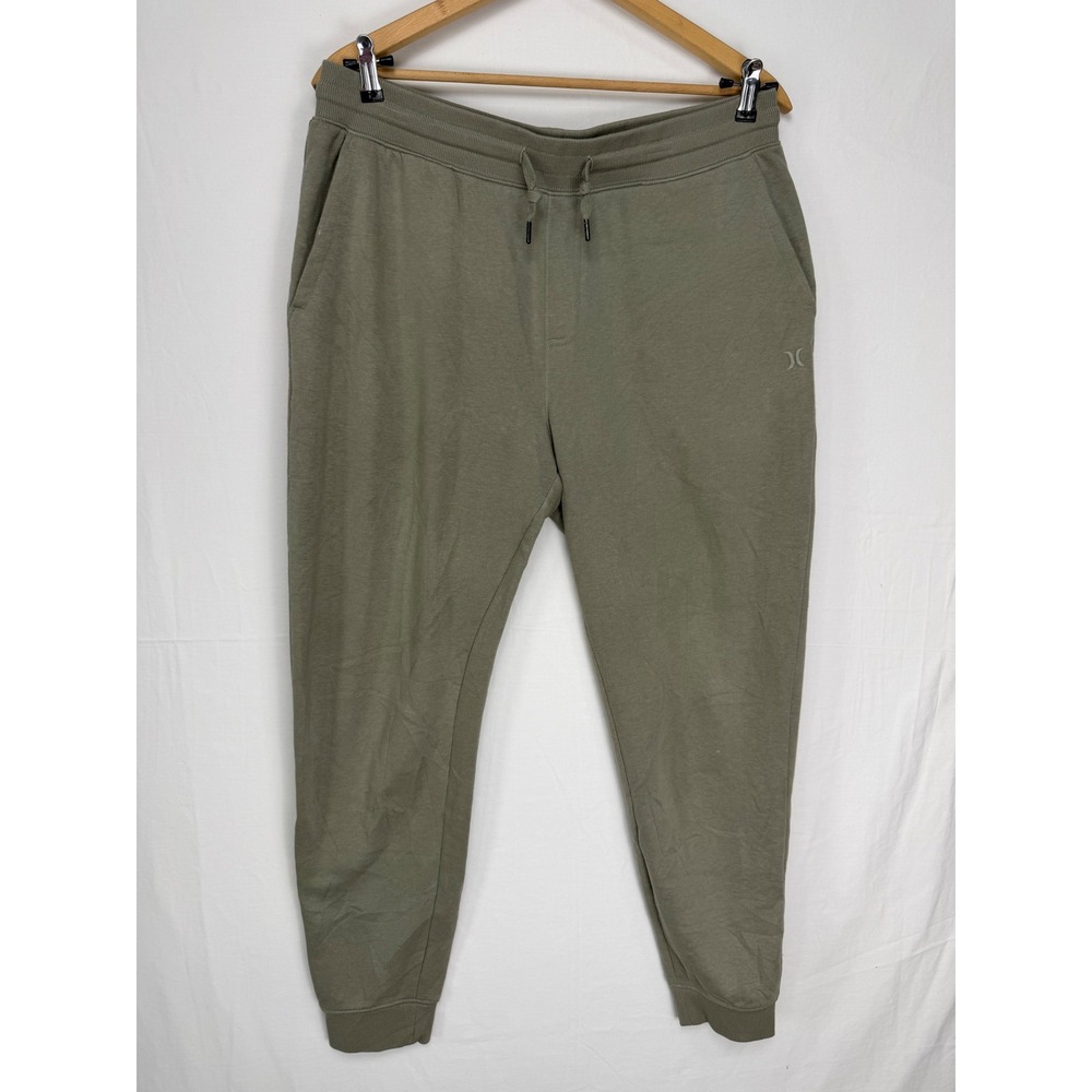 Hurley Men Cotton Joggers XL Green Fleece Drawstring Elastic Waist Sweatpants